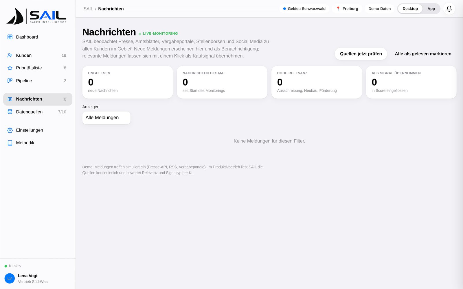 Live news feed linked to accounts